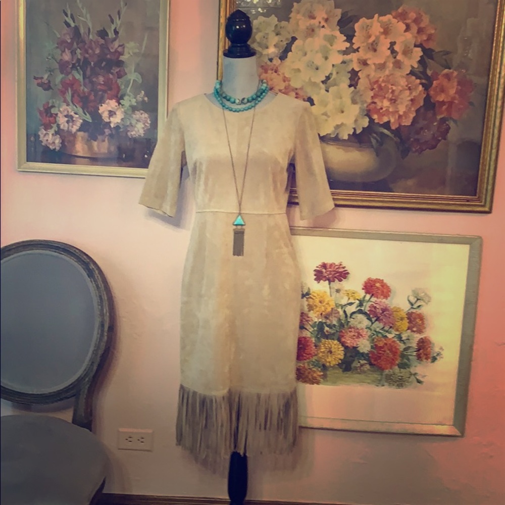 Faux Suede Western Dress